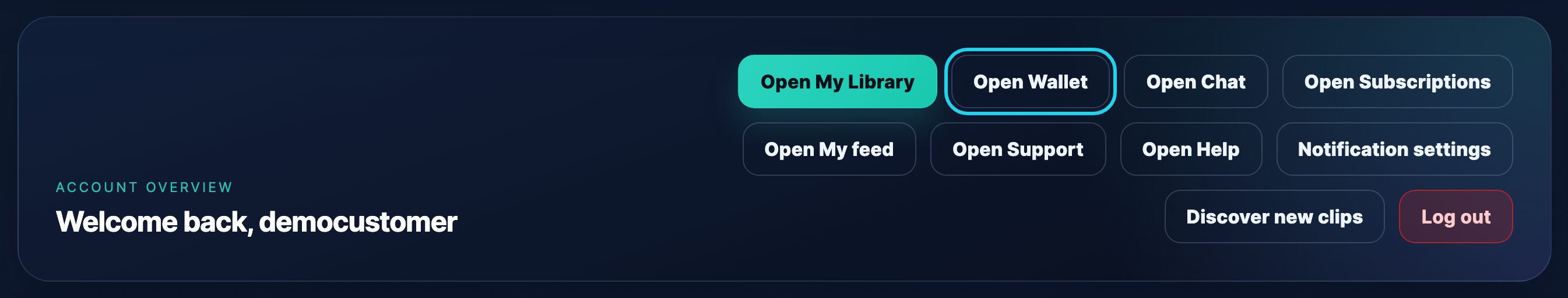 My account sidebar with the "Wallet" item highlighted.
